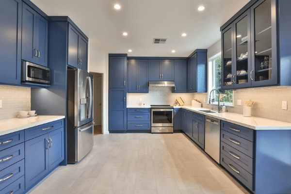 Blue Transitional Kitchen with Custom Cabinetry