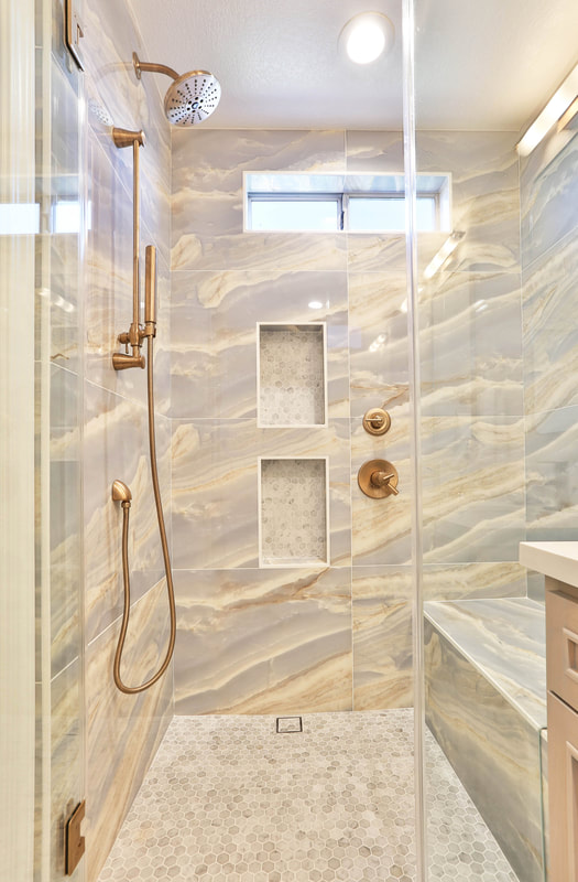 A modern stall shower design with 3 x 12
